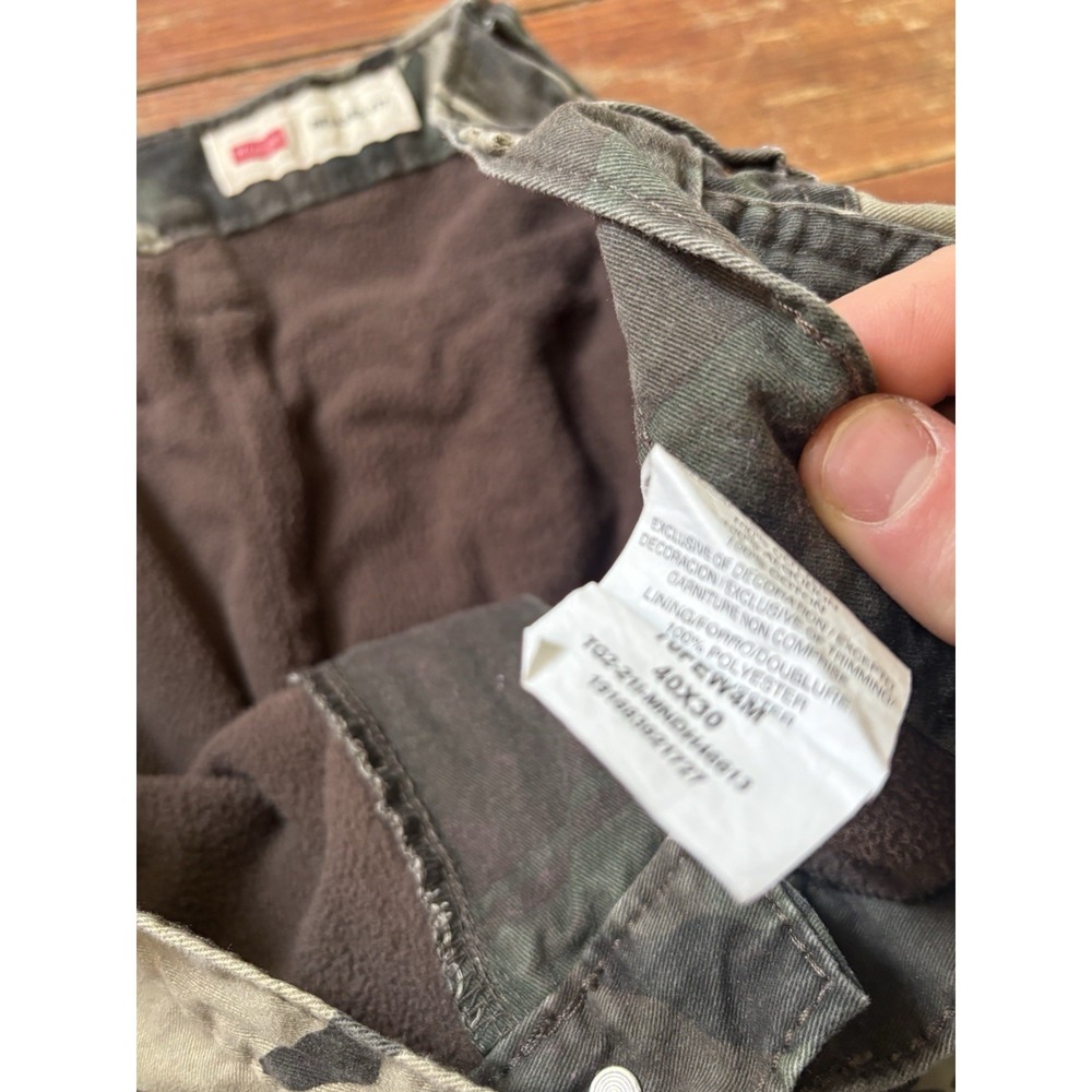Wrangler Camouflage Cargo Pants Mens 40x30 Green Camo Fleece Lined - Picture 5 of 7